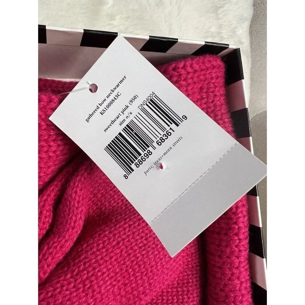 NWT Kate Spade Gathered Bow Neckwarmer Sweetheart Pink Knit